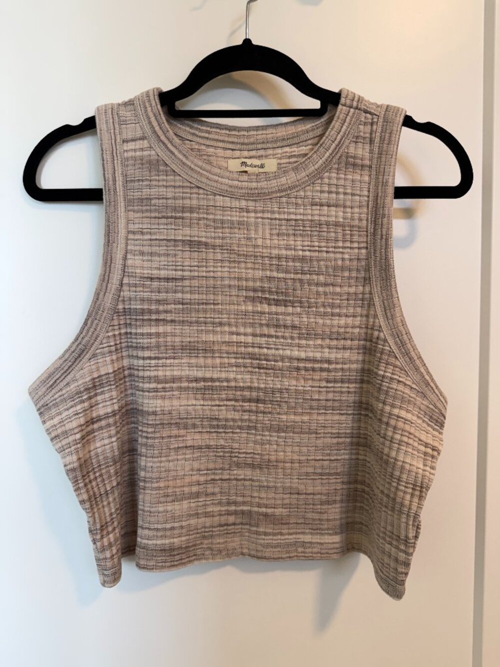 Madewell Beige Ribbed Cropped Tank | XL